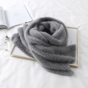 solid furry scarf female autumn and winter imitation mink cashmere scarves long shawl wrap knitted mink cape fashion fur scarf