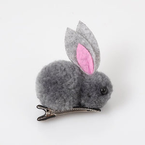 Cute Hair Ball Rabbit Hair Clip Girl Plush Rabbit Ears Hair clip 3D Plush Rabbit