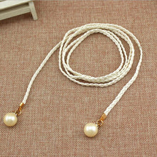 Load image into Gallery viewer, Hot Women Fashion Solid Color Self Tie Slim Belt Faux Pearl Waist Strap Waistband 1 order