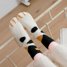 Load image into Gallery viewer, plush coral fleece socks female tube socks autumn and winter cat claws cute thick warm sleeping floor sleep socks