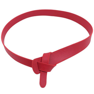 Fashion Women's Solid Color Thin Belts Female Tie Buckle Ladies Waist Belt For Dresses Waistband