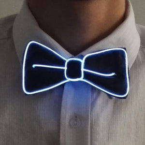 Fashion Men LED EL Wire Necktie Luminous Neon Flashing Light Up Bow Tie