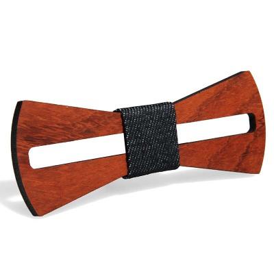 Wooden Bow Tie For Men Unisex Hollow Out Carved Retro Wooden Neck Adjustable Strap Vintage