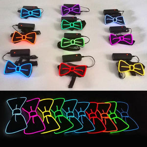 Fashion Men LED EL Wire Necktie Luminous Neon Flashing Light Up Bow Tie