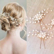 Load image into Gallery viewer, 1PCS Crystal Pearl Hairpins Women Lady Hair Clips Hairclip Hair Flowers Brides Wedding Hair Accessories Headdress Headwear