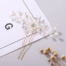 Load image into Gallery viewer, 1PCS Crystal Pearl Hairpins Women Lady Hair Clips Hairclip Hair Flowers Brides Wedding Hair Accessories Headdress Headwear