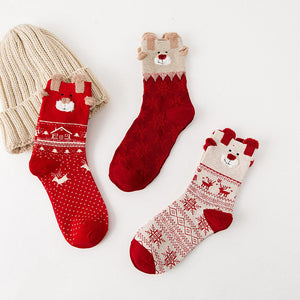 FREE OSTRICH Christmas Gift Socks Women Ladies Cotton Socks Multi-Color Printed Women's Winter New Year Christmas Festive Sock