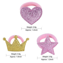 Load image into Gallery viewer, Golden 1Pair Hair Bands Princess Star Pink Elastic Children Crown Hair Ropes Adjustable Baby Headdress Heart Hair Rope