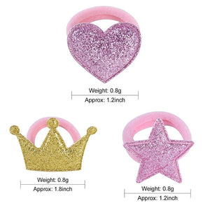 Golden 1Pair Hair Bands Princess Star Pink Elastic Children Crown Hair Ropes Adjustable Baby Headdress Heart Hair Rope