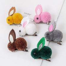 Load image into Gallery viewer, Cute Hair Ball Rabbit Hair Clip Girl Plush Rabbit Ears Hair clip 3D Plush Rabbit