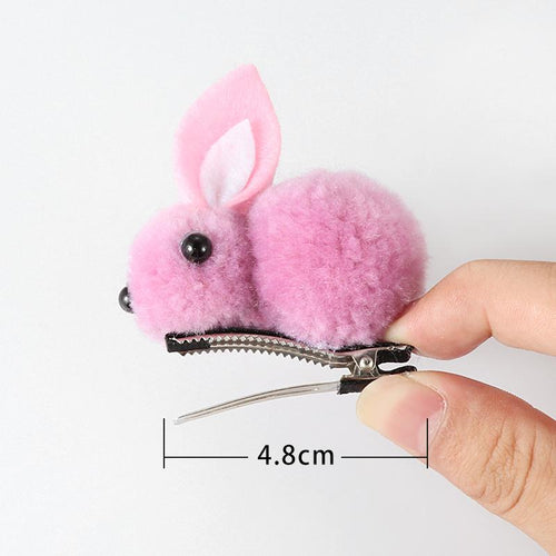 Cute Hair Ball Rabbit Hair Clip Girl Plush Rabbit Ears Hair clip 3D Plush Rabbit