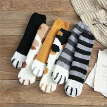 Load image into Gallery viewer, plush coral fleece socks female tube socks autumn and winter cat claws cute thick warm sleeping floor sleep socks