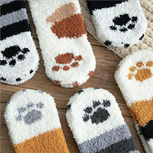 Load image into Gallery viewer, plush coral fleece socks female tube socks autumn and winter cat claws cute thick warm sleeping floor sleep socks