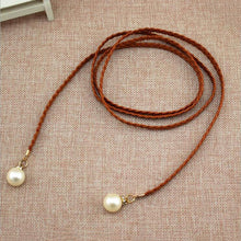 Load image into Gallery viewer, Hot Women Fashion Solid Color Self Tie Slim Belt Faux Pearl Waist Strap Waistband 1 order